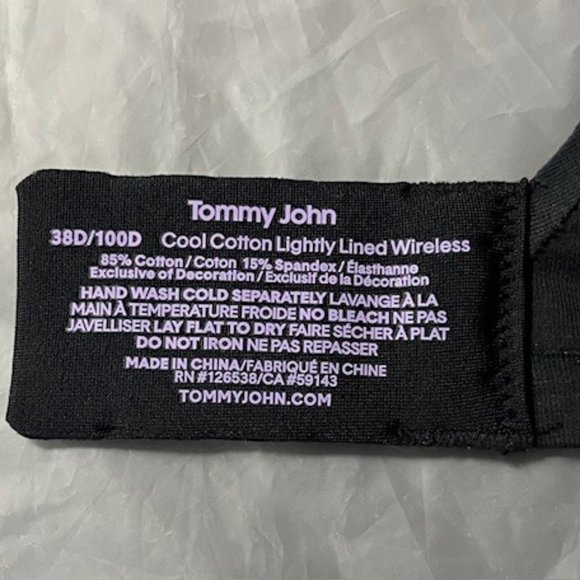 Tommy John Cool Cotton Wireless Bra 38D Black - Picture 4 of 9